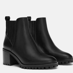 Zara heeled booties with lug soles sz 10